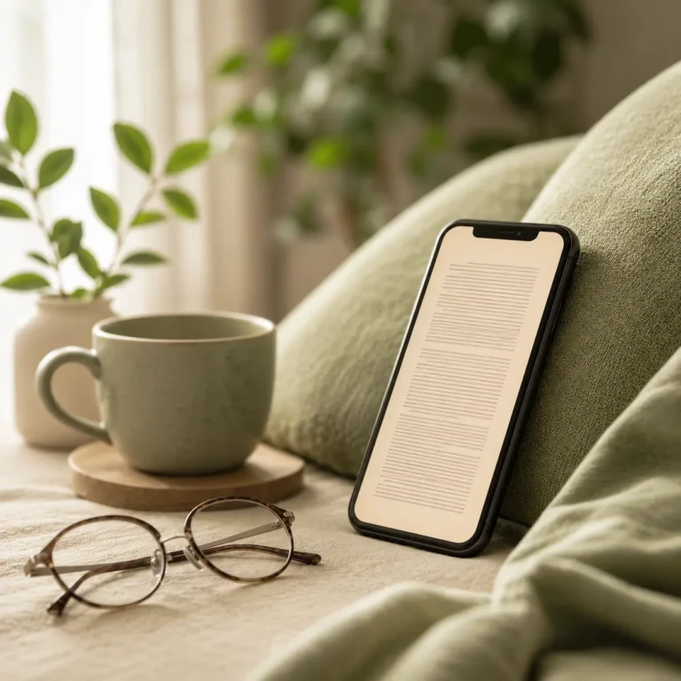 Telefondan kitap okurken göz yorgunluğunu azaltmaya uygun rahat okuma ortamı