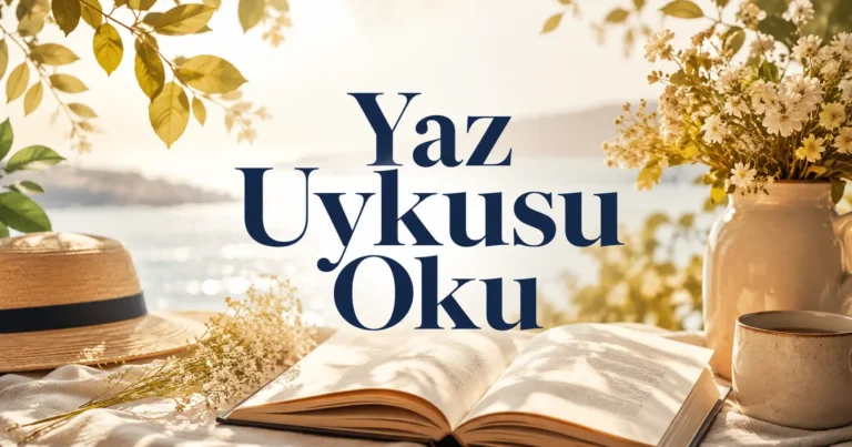 Zeynep Sey’in Yaz Uykusu kitabı için hazırlanmış, yaz atmosferinde açık kitap bulunan Yaz Uykusu Oku görseli.