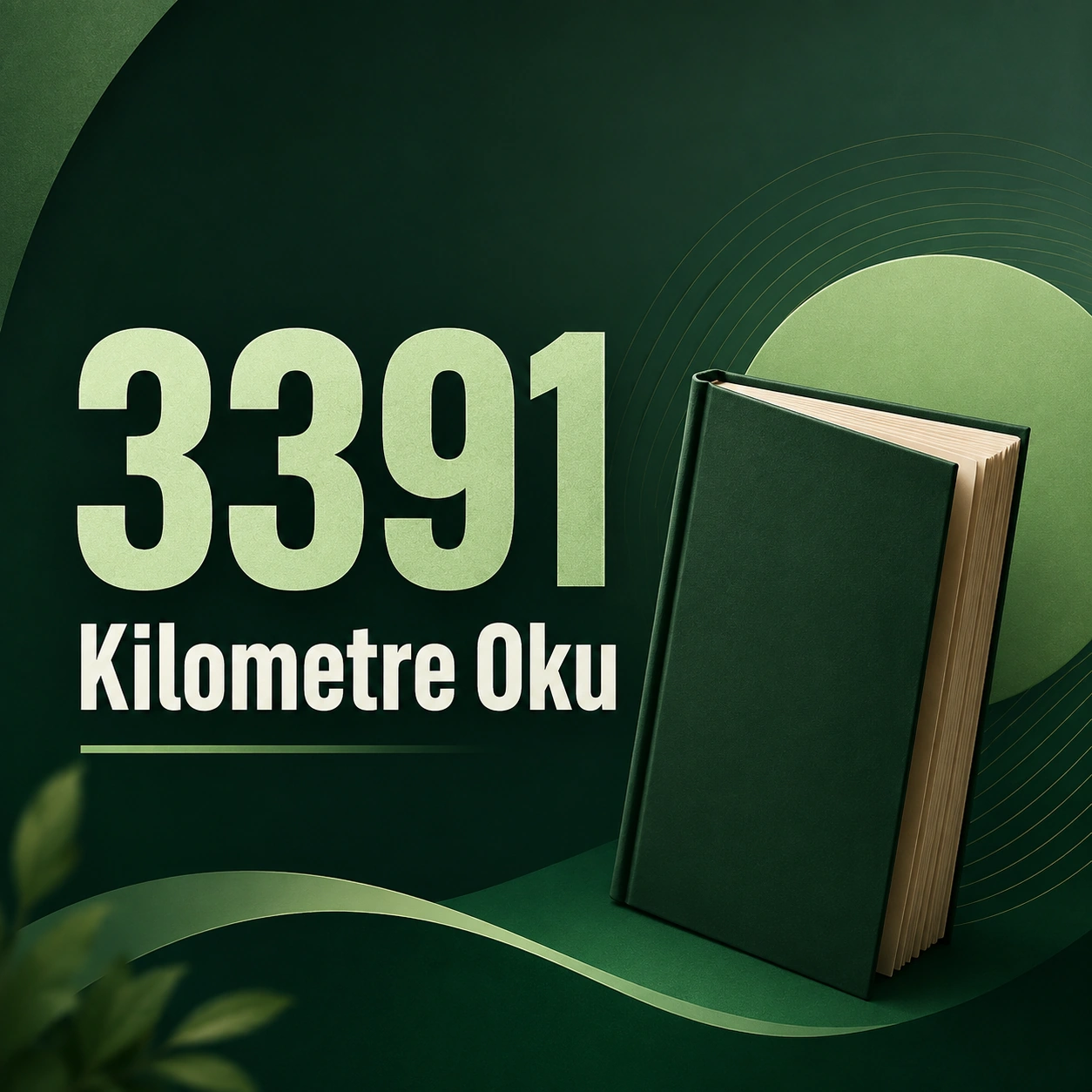 3391 Kilometre oku başlıklı, Vaveyla yeşiliyle hazırlanmış modern kitap tanıtım görseli