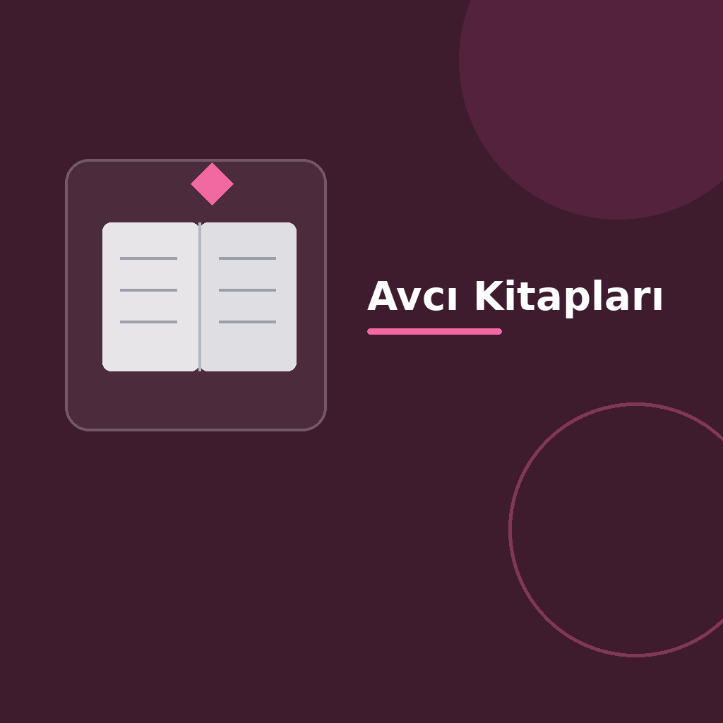Üzerinde “Avcı Kitapları” yazan, koyu degrade zeminde açık kitap simgesi, modern geometrik şekiller ve kategoriye uygun vurgu detayı bulunan kare dijital yayıncılık görseli.