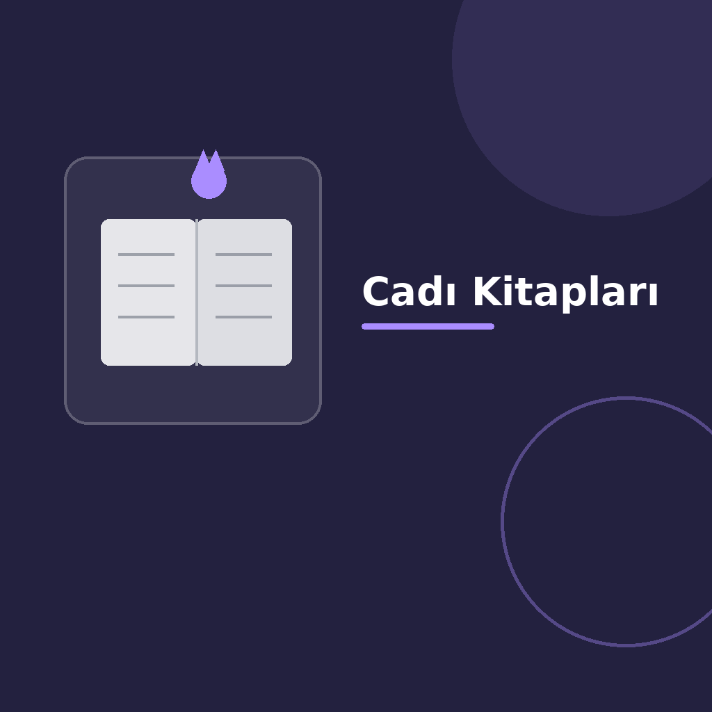 Üzerinde “Cadı Kitapları” yazan, koyu degrade zeminde açık kitap simgesi, modern geometrik şekiller ve kategoriye uygun vurgu detayı bulunan kare dijital yayıncılık görseli.