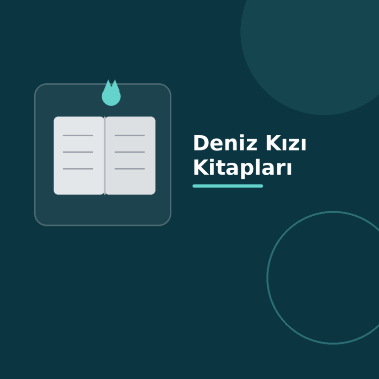 Üzerinde “Deniz Kızı Kitapları” yazan, koyu degrade zeminde açık kitap simgesi, modern geometrik şekiller ve kategoriye uygun vurgu detayı bulunan kare dijital yayıncılık görseli.