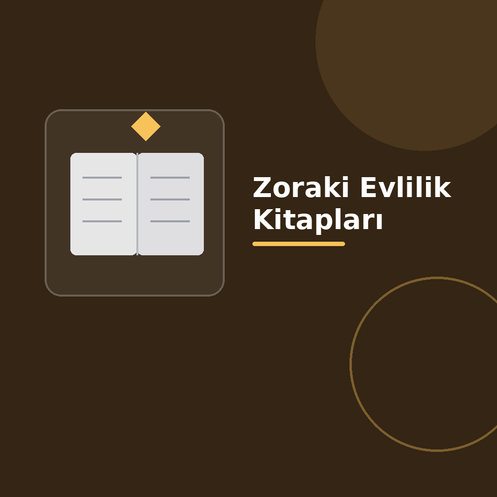 Üzerinde “Zoraki Evlilik Kitapları” yazan, koyu degrade zeminde açık kitap simgesi, modern geometrik şekiller ve kategoriye uygun vurgu detayı bulunan kare dijital yayıncılık görseli.