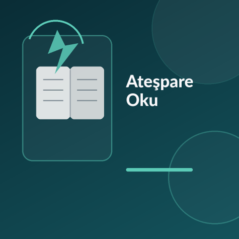 Üzerinde “Ateşpare Oku” yazan, kor, alev, koyu şehir silueti ve keskin geometrik çizgiler temalı modern kare kitap görseli.