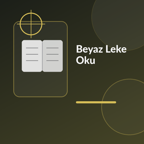 Üzerinde “Beyaz Leke Oku” yazan, beyaz iz, kırık yasa metni ve karanlık şehir çizgisi temalı modern kare kitap görseli.
