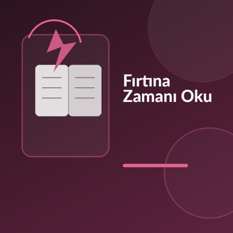 Üzerinde “Fırtına Zamanı Oku” yazan, fırtına bulutu, dağ köyü, askerî arma ve ela göz vurgusu temalı modern kare kitap görseli.