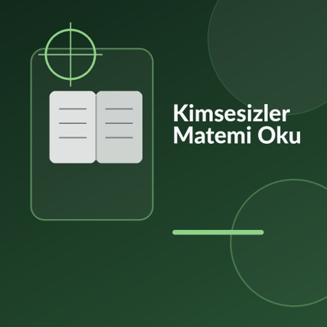 Üzerinde “Kimsesizler Matemi Oku” yazan, bale ayakkabısı, kar tanesi, sahne ışığı ve ince kelebek çizgisi temalı modern kare kitap görseli.