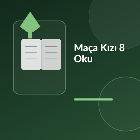 Üzerinde “Maça Kızı 8 Oku” yazan, maça kızı kartı, iki kapalı kart ve koyu okyanus çizgisi temalı modern kare kitap görseli.